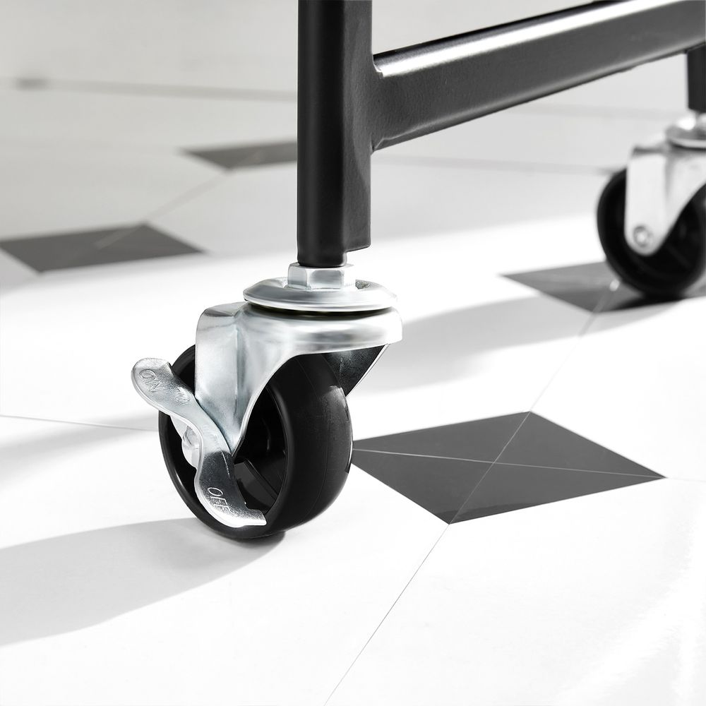 3-Laags Zwarte Rolkast / Verrijdbare Opbergwagen | Multifunctionele Trolley op Wielen