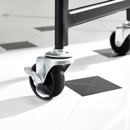 3-Laags Zwarte Rolkast / Verrijdbare Opbergwagen | Multifunctionele Trolley op Wielen