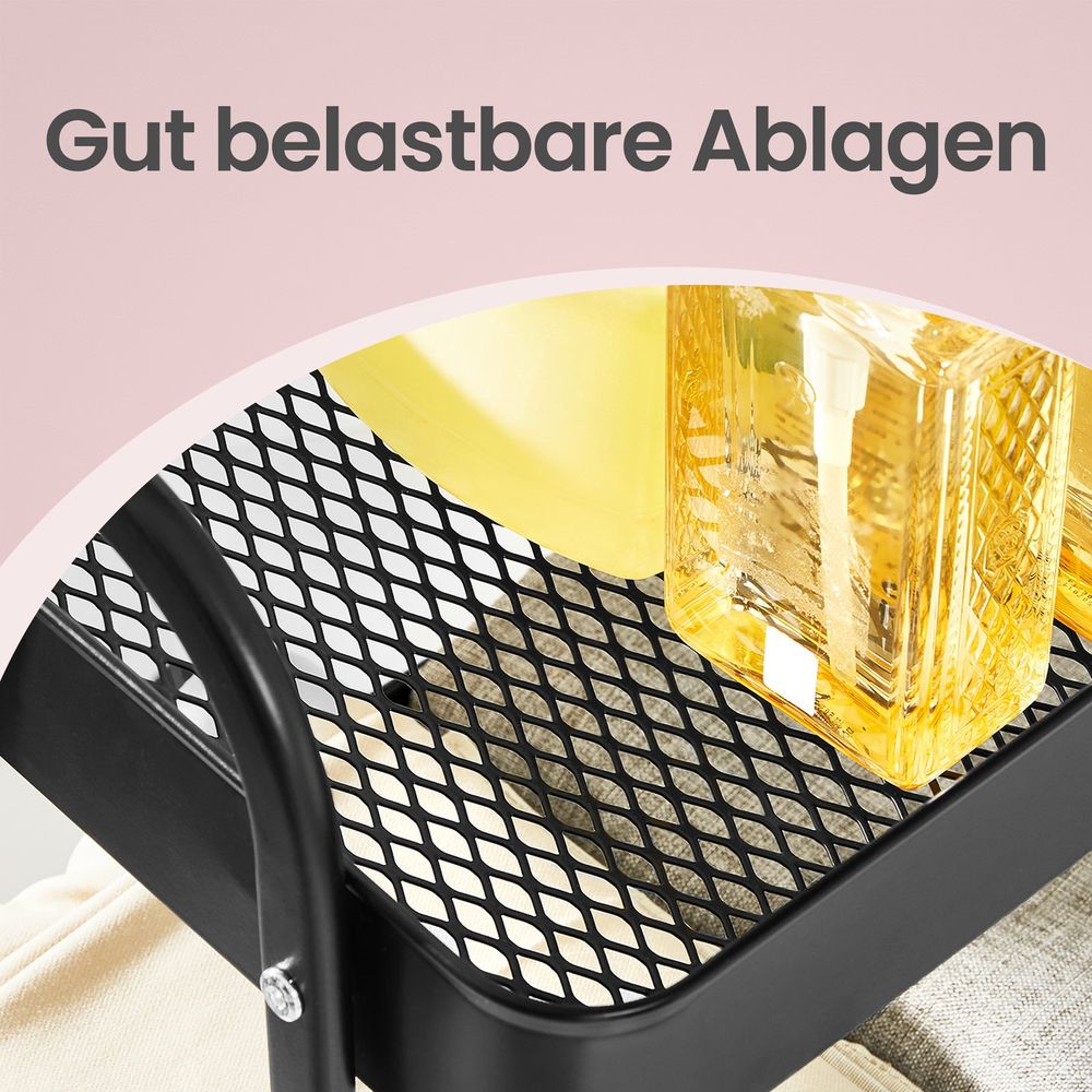 Metalen 3-Laags Trolley op Wielen – Multifunctionele Serveerkar voor Slaapkamer en Huishouding