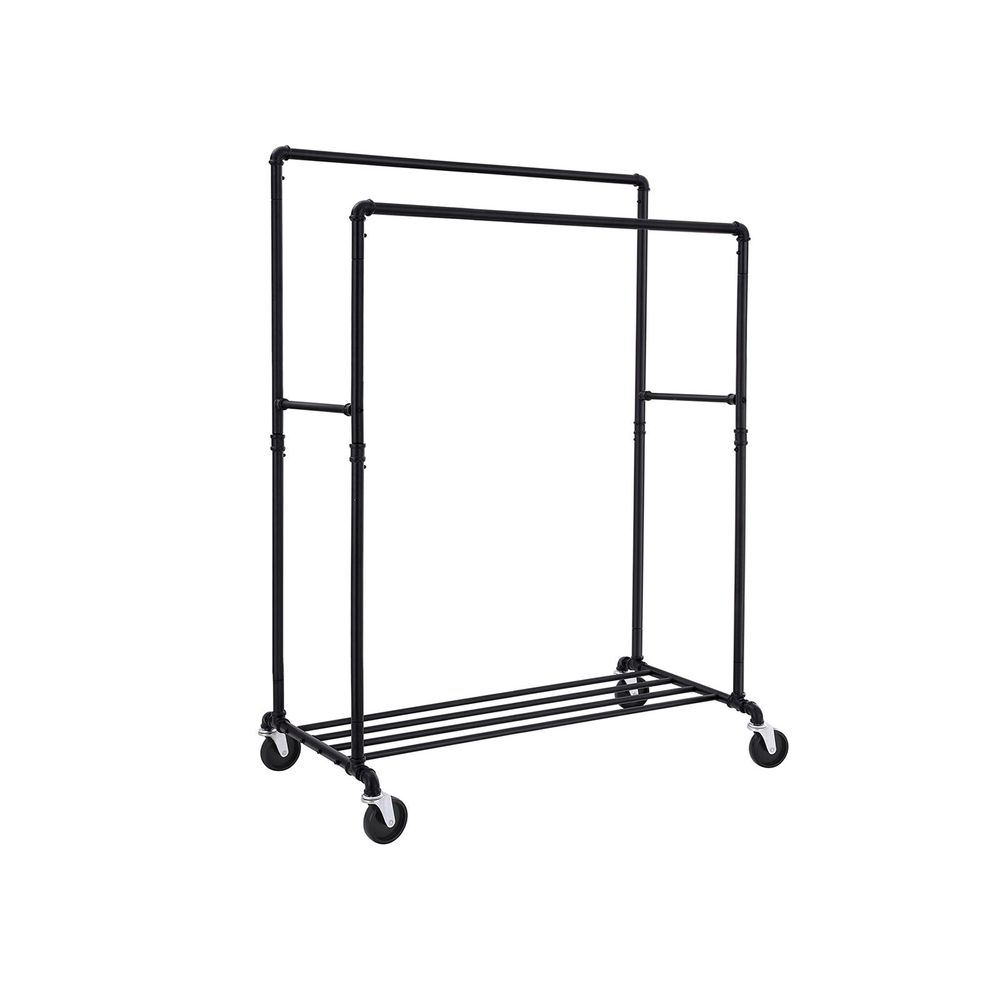 Signature Home Dubbele Kledingstang Industrieel – Waterpijp Stijl Kledingrek met 2 Hangstangen