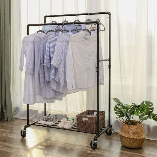 Signature Home Dubbele Kledingstang Industrieel – Waterpijp Stijl Kledingrek met 2 Hangstangen