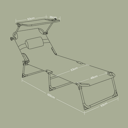 Signature Home Opvouwbare Ligstoel – Zonneligbed 53 x 193 x 29 cm, Verstelbare Deckchair voor Tuin, Strand en Camping
