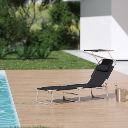 Signature Home Opvouwbare Ligstoel – Zonneligbed 53 x 193 x 29 cm, Verstelbare Deckchair voor Tuin, Strand en Camping