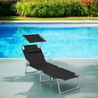 Signature Home Opvouwbare Ligstoel – Zonneligbed 53 x 193 x 29 cm, Verstelbare Deckchair voor Tuin, Strand en Camping
