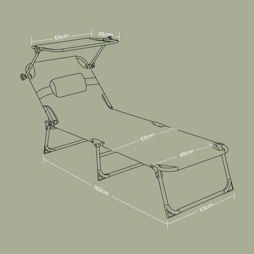 Signature Home Sun Lounger Opvouwbaar – Ligstoel / Deckchair 53 x 193 x 29 cm, Verstelbaar Zonneligbed voor Tuin, Strand en Camping