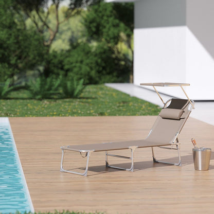 Signature Home Sun Lounger Opvouwbaar – Ligstoel / Deckchair 53 x 193 x 29 cm, Verstelbaar Zonneligbed voor Tuin, Strand en Camping