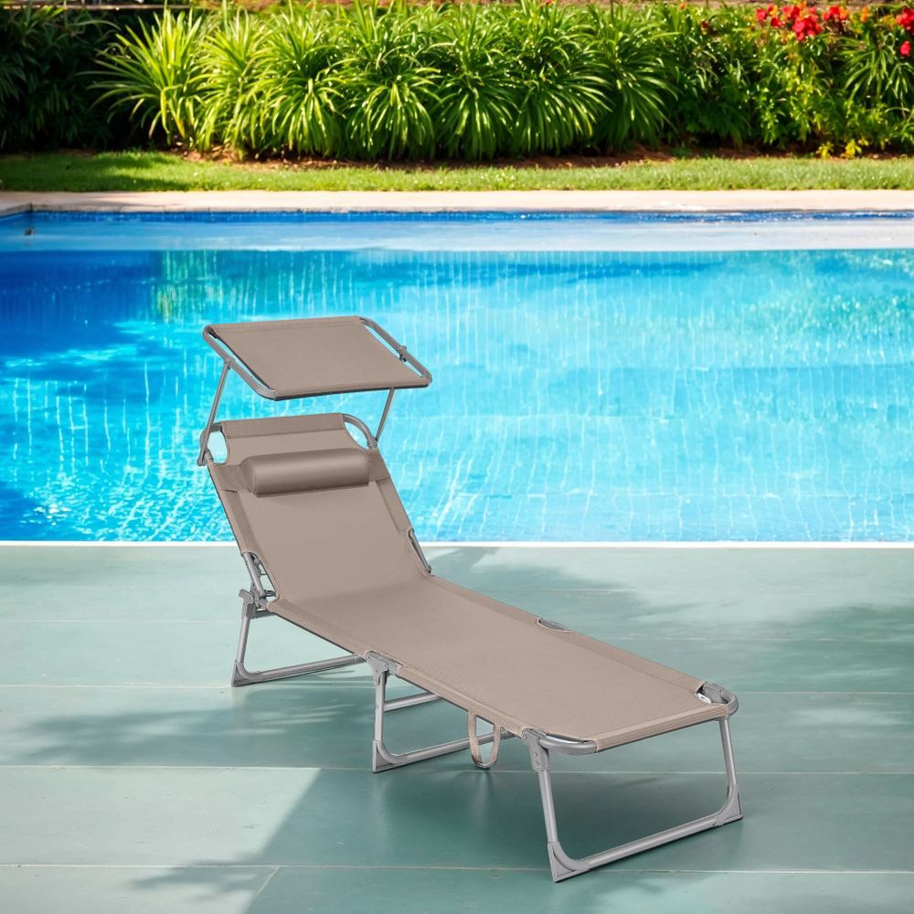Signature Home Sun Lounger Opvouwbaar – Ligstoel / Deckchair 53 x 193 x 29 cm, Verstelbaar Zonneligbed voor Tuin, Strand en Camping