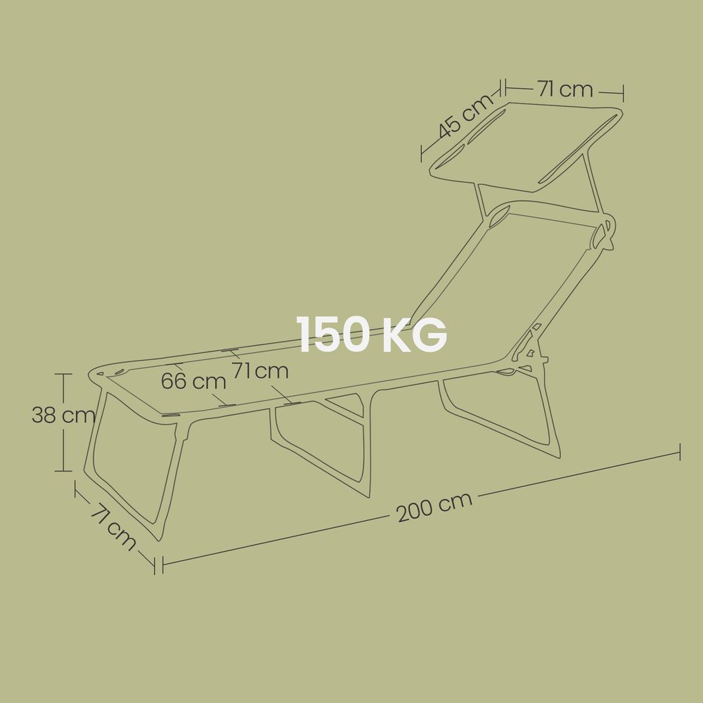 Signature Home Extra Ruime Zonneligstoel 71 x 200 x 38 cm – Opvouwbaar Ligbed voor Tuin & Strand