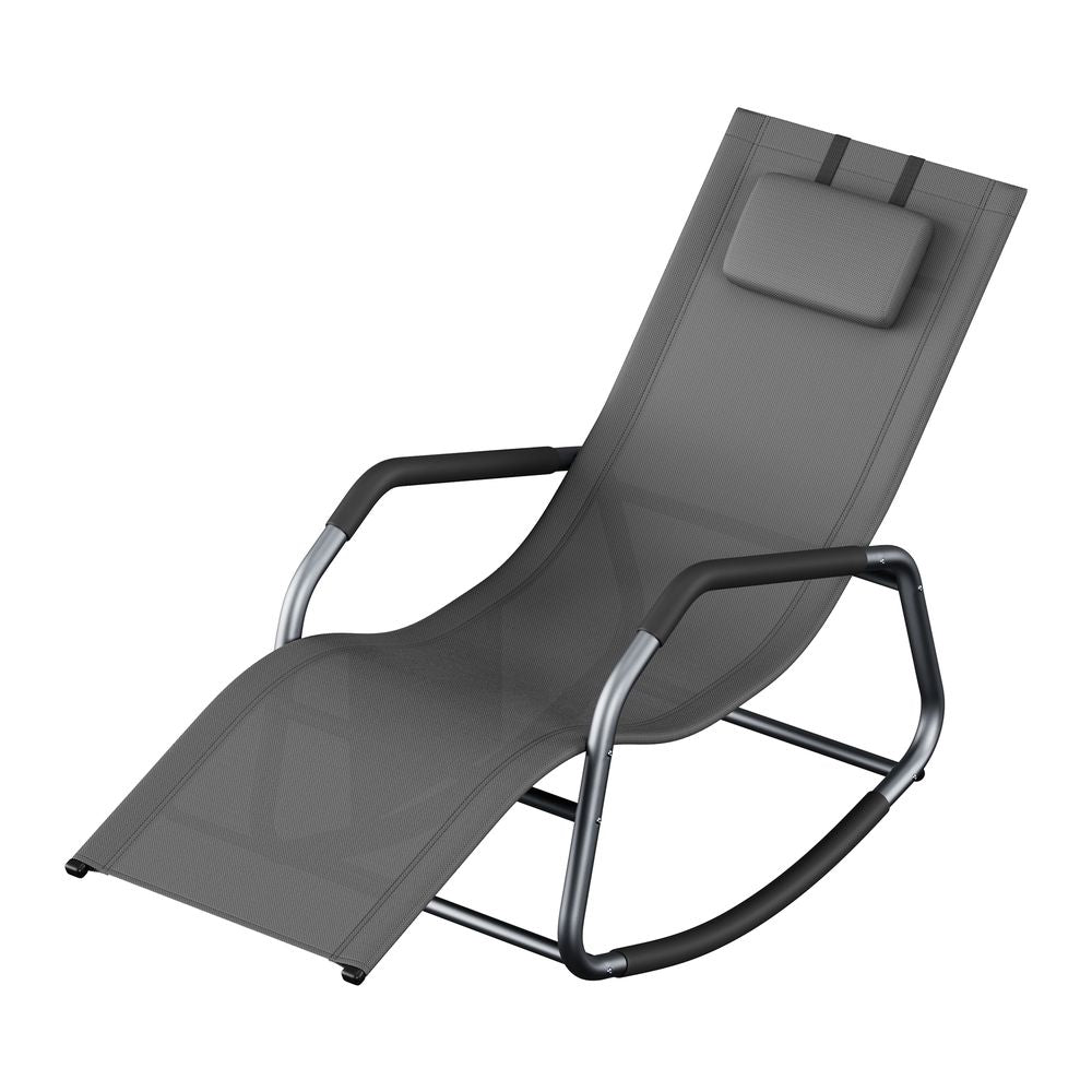 Signatue Home Relax Ligstoel met Verstelbare Hoofdsteun – Schommelstoel met Stalen Frame, Comfortabele Tuinstoel voor Binnen en Buiten