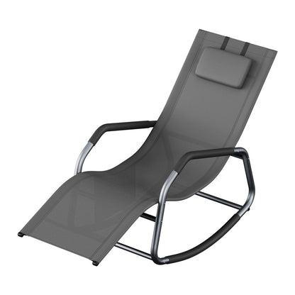 Signatue Home Relax Ligstoel met Verstelbare Hoofdsteun – Schommelstoel met Stalen Frame, Comfortabele Tuinstoel voor Binnen en Buiten