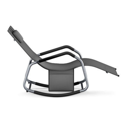 Signatue Home Relax Ligstoel met Verstelbare Hoofdsteun – Schommelstoel met Stalen Frame, Comfortabele Tuinstoel voor Binnen en Buiten