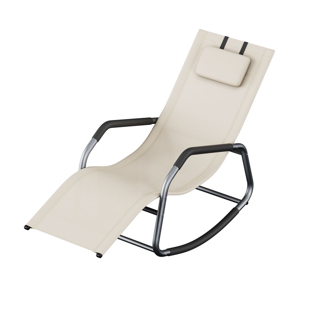 Signature Home Relax Schommelstoel met Verstelbare Hoofdsteun – Comfortabele Lounger met Stalen Frame voor Tuin, Balkon en Terras
