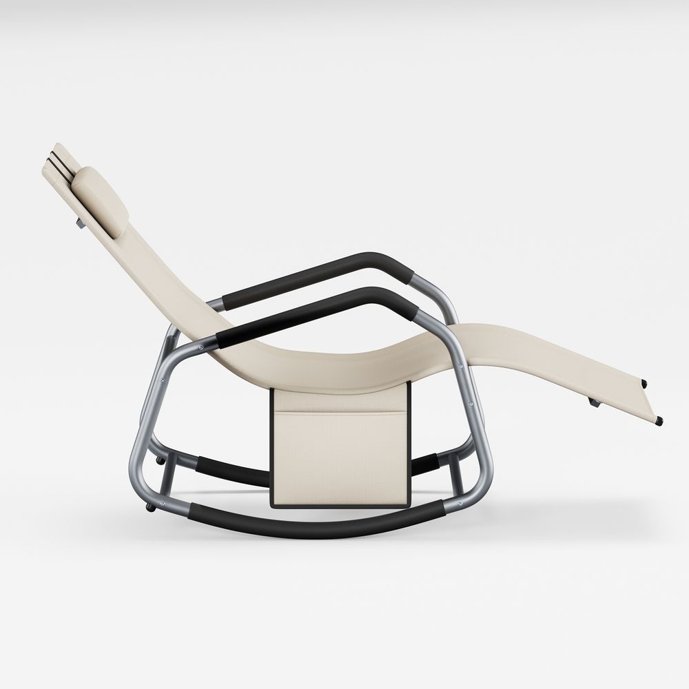 Signature Home Relax Schommelstoel met Verstelbare Hoofdsteun – Comfortabele Lounger met Stalen Frame voor Tuin, Balkon en Terras