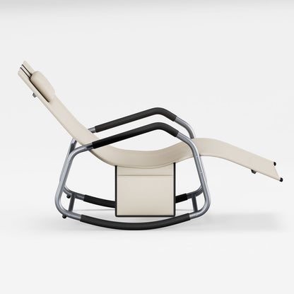 Signature Home Relax Schommelstoel met Verstelbare Hoofdsteun – Comfortabele Lounger met Stalen Frame voor Tuin, Balkon en Terras