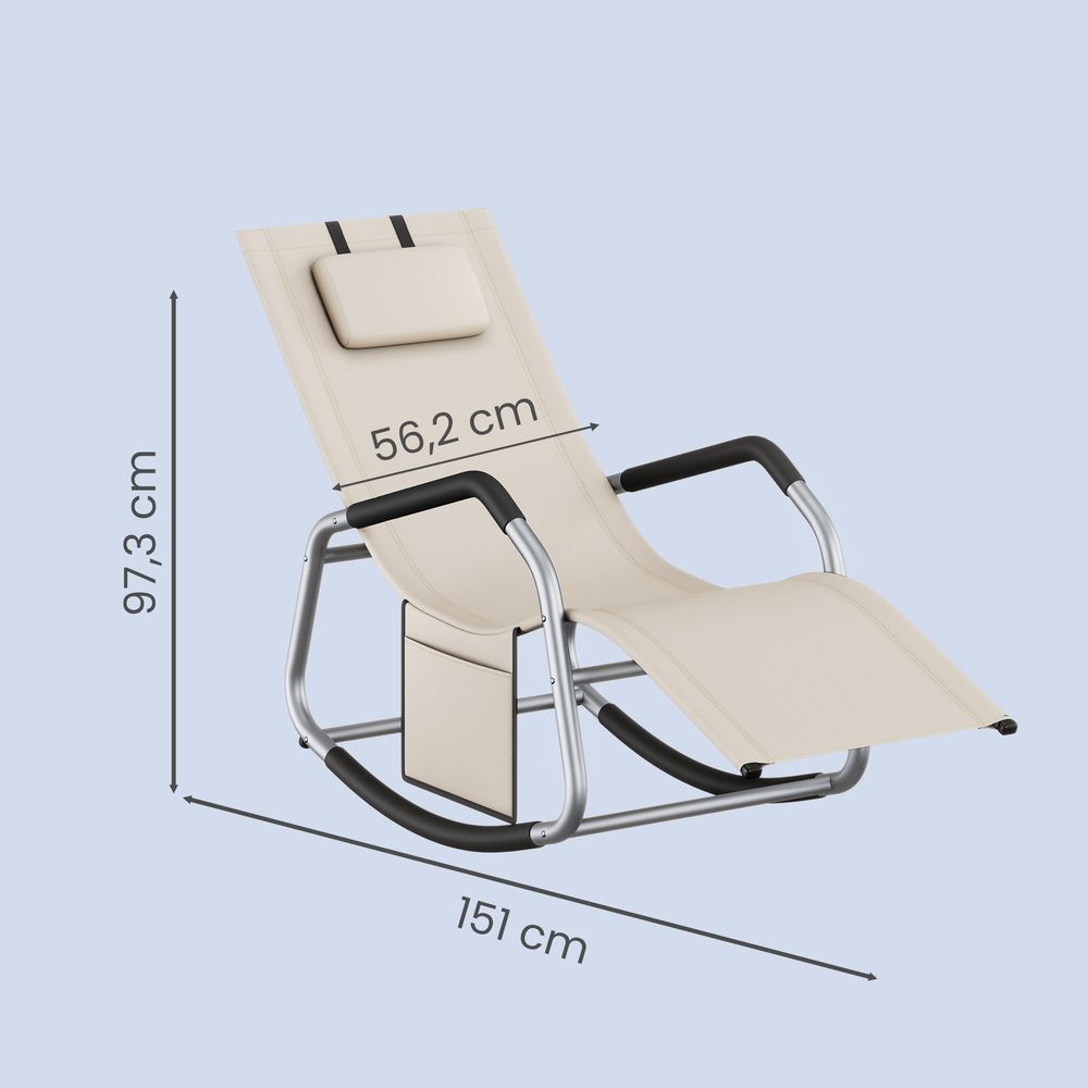 Signature Home Relax Schommelstoel met Verstelbare Hoofdsteun – Comfortabele Lounger met Stalen Frame voor Tuin, Balkon en Terras