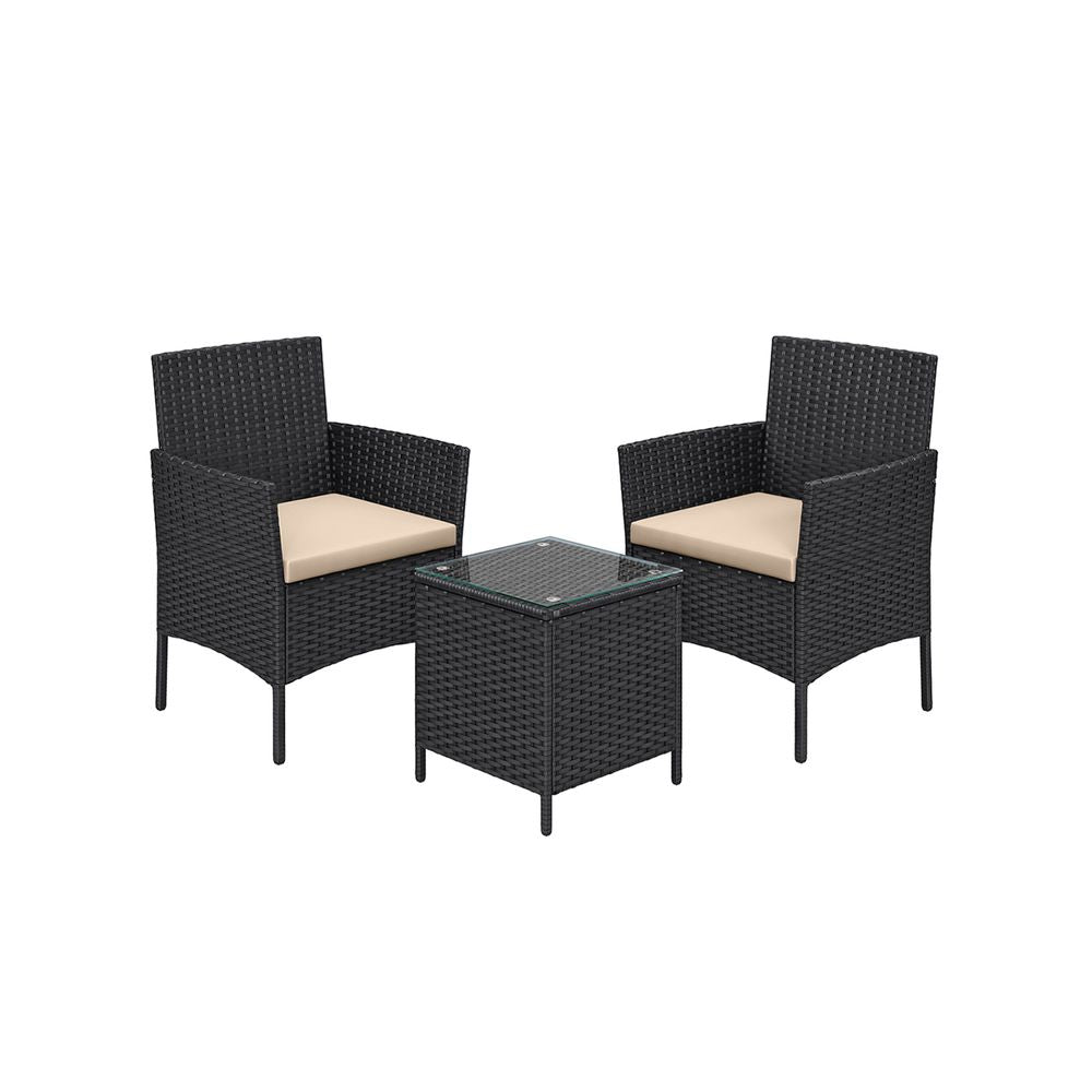Signature Home Tuinset 3-delig – Tuinmeubelen met Tafel en 2 Stoelen, Balkonset voor Binnen & Buiten