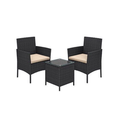 Signature Home Tuinset 3-delig – Tuinmeubelen met Tafel en 2 Stoelen, Balkonset voor Binnen & Buiten
