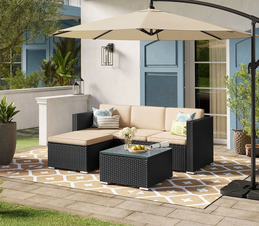 Signature Home Tuinmeubelset met Kussens – Comfortabele Loungeset voor Balkon, Terras en Tuin, Weerbestendig en Modern Design