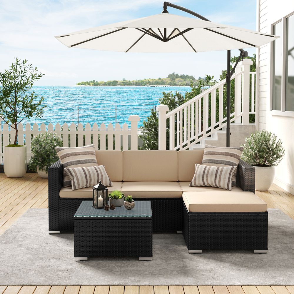 Signature Home Tuinmeubelset met Kussens – Comfortabele Loungeset voor Balkon, Terras en Tuin, Weerbestendig en Modern Design