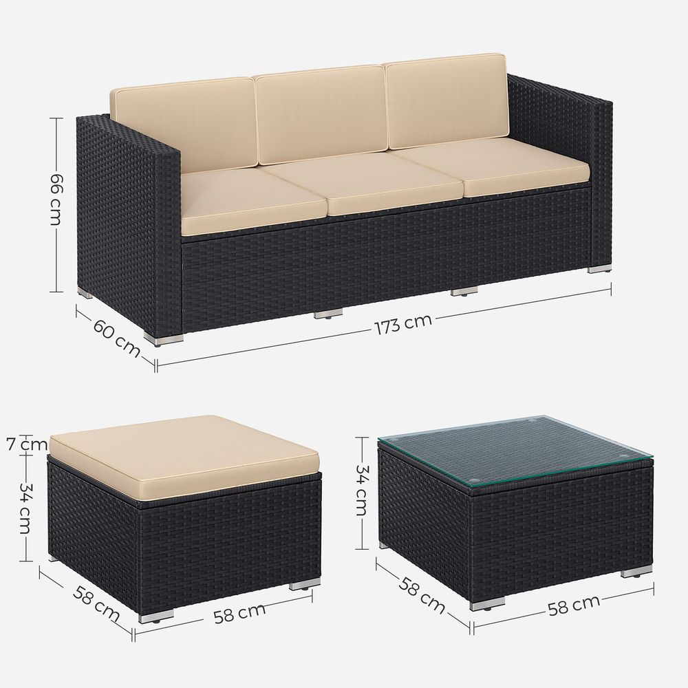 Signature Home Tuinmeubelset met Kussens – Comfortabele Loungeset voor Balkon, Terras en Tuin, Weerbestendig en Modern Design