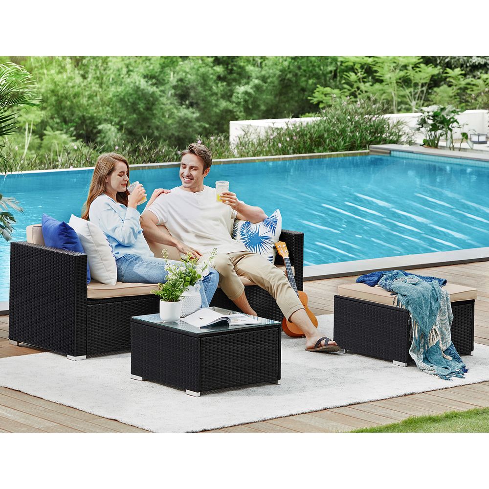 Signature Home Tuinmeubelset met Kussens – Comfortabele Loungeset voor Balkon, Terras en Tuin, Weerbestendig en Modern Design