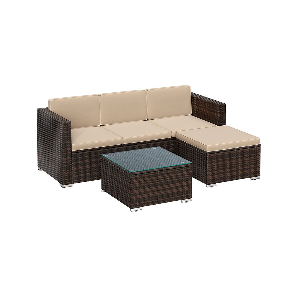 Signature Home Tuinbank met Tafel – Moderne Tuin Sofa Set voor Balkon en Terras, Comfortabel & Weerbestendig Design