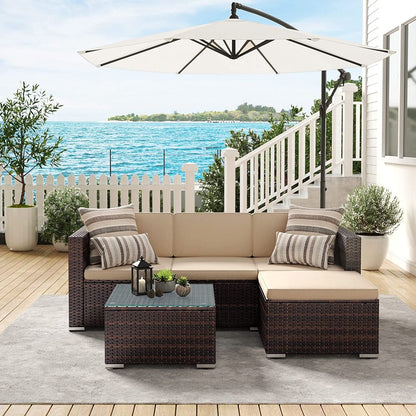 Signature Home Tuinbank met Tafel – Moderne Tuin Sofa Set voor Balkon en Terras, Comfortabel & Weerbestendig Design