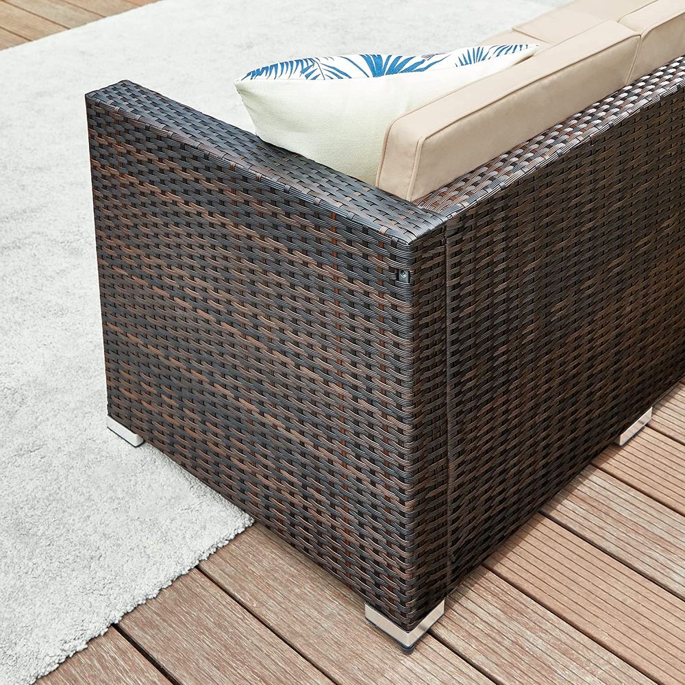 Signature Home Tuinbank met Tafel – Moderne Tuin Sofa Set voor Balkon en Terras, Comfortabel & Weerbestendig Design