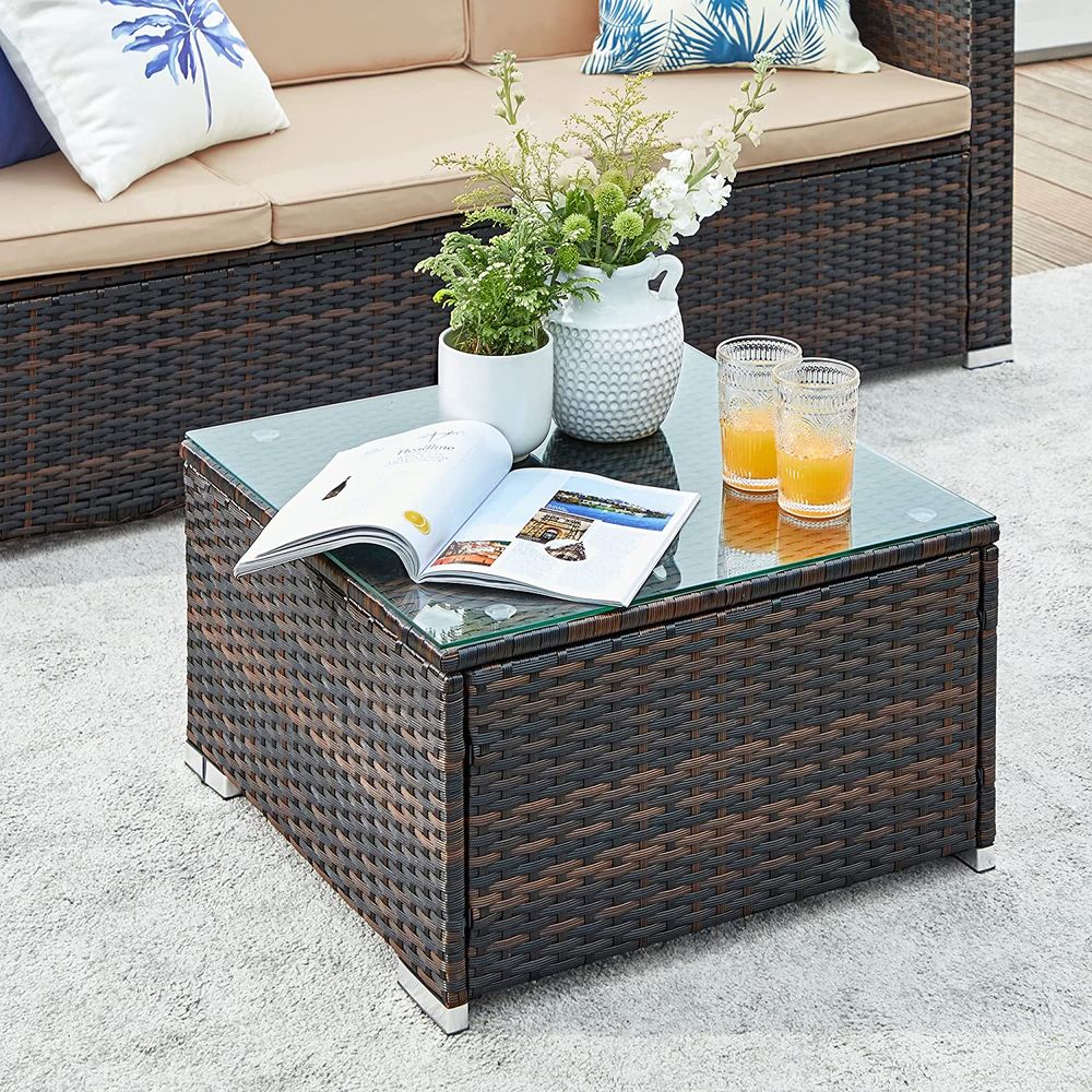 Signature Home Tuinbank met Tafel – Moderne Tuin Sofa Set voor Balkon en Terras, Comfortabel & Weerbestendig Design