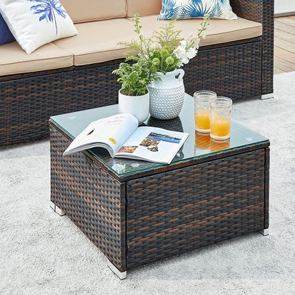 Signature Home Tuinbank met Tafel – Moderne Tuin Sofa Set voor Balkon en Terras, Comfortabel & Weerbestendig Design
