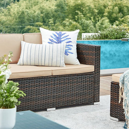 Signature Home Tuinbank met Tafel – Moderne Tuin Sofa Set voor Balkon en Terras, Comfortabel & Weerbestendig Design