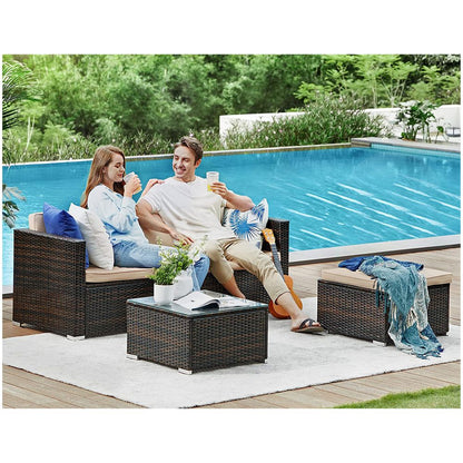 Signature Home Tuinbank met Tafel – Moderne Tuin Sofa Set voor Balkon en Terras, Comfortabel & Weerbestendig Design
