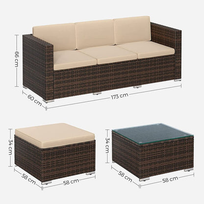 Signature Home Tuinbank met Tafel – Moderne Tuin Sofa Set voor Balkon en Terras, Comfortabel & Weerbestendig Design