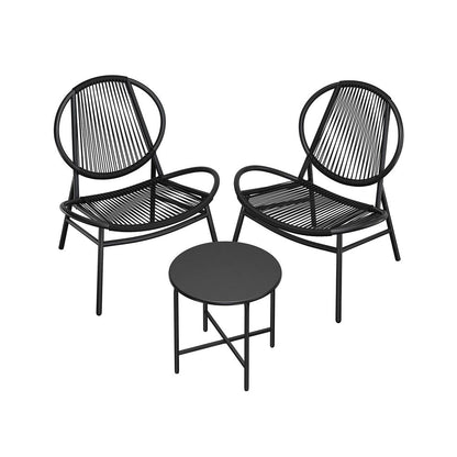 Signature Home Balkonset 3-delig – Bistroset met Tafel en 2 Stoelen, Balkon Meubels, Tuinset in Inktzwart