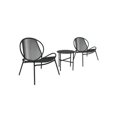 Signature Home Balkonset 3-delig – Bistroset met Tafel en 2 Stoelen, Balkon Meubels, Tuinset in Inktzwart