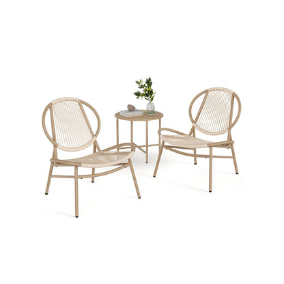 Signature Home Balkonset 3-delig – Bistroset met Tafel en 2 Stoelen, Balkon Meubels, Tuinset in Camel Bruin