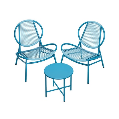 Signature Home Balkonset 3-delig – Tafel en 2 Stoelen, Bistroset Balkon Meubels, Tuinset in Zeeblauw