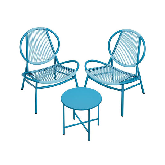 Signature Home Balkonset 3-delig – Tafel en 2 Stoelen, Bistroset Balkon Meubels, Tuinset in Zeeblauw