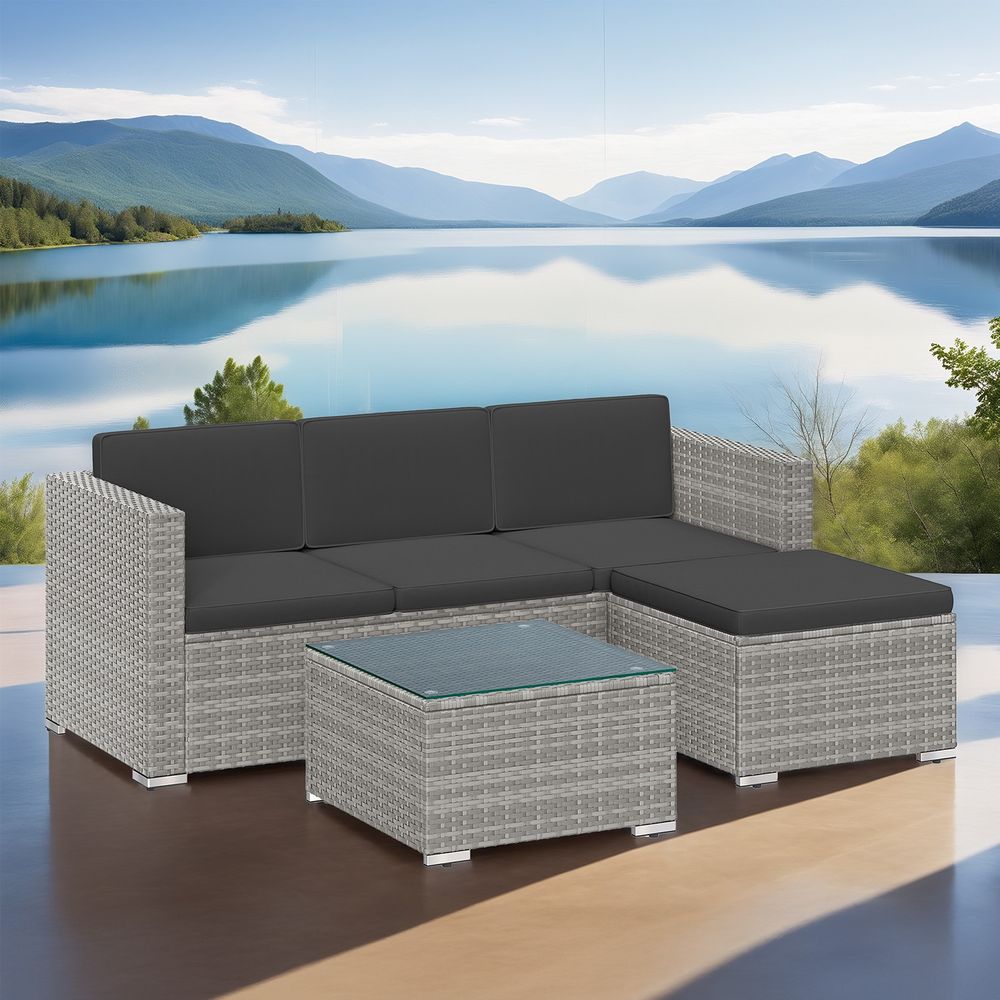 Signature Home Tuinmeubelset van PE Polyrattan – Balkon & Patio Meubelen, Weerbestendige Loungeset voor Tuin en Terras
