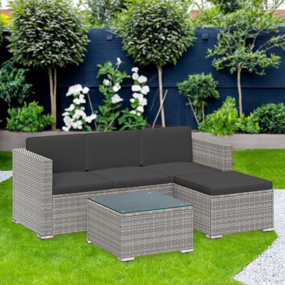 Signature Home Tuinmeubelset van PE Polyrattan – Balkon & Patio Meubelen, Weerbestendige Loungeset voor Tuin en Terras