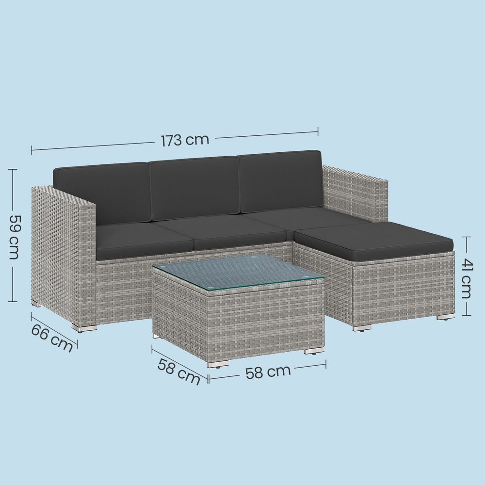 Signature Home Tuinmeubelset van PE Polyrattan – Balkon & Patio Meubelen, Weerbestendige Loungeset voor Tuin en Terras