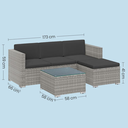 Signature Home Tuinmeubelset van PE Polyrattan – Balkon & Patio Meubelen, Weerbestendige Loungeset voor Tuin en Terras