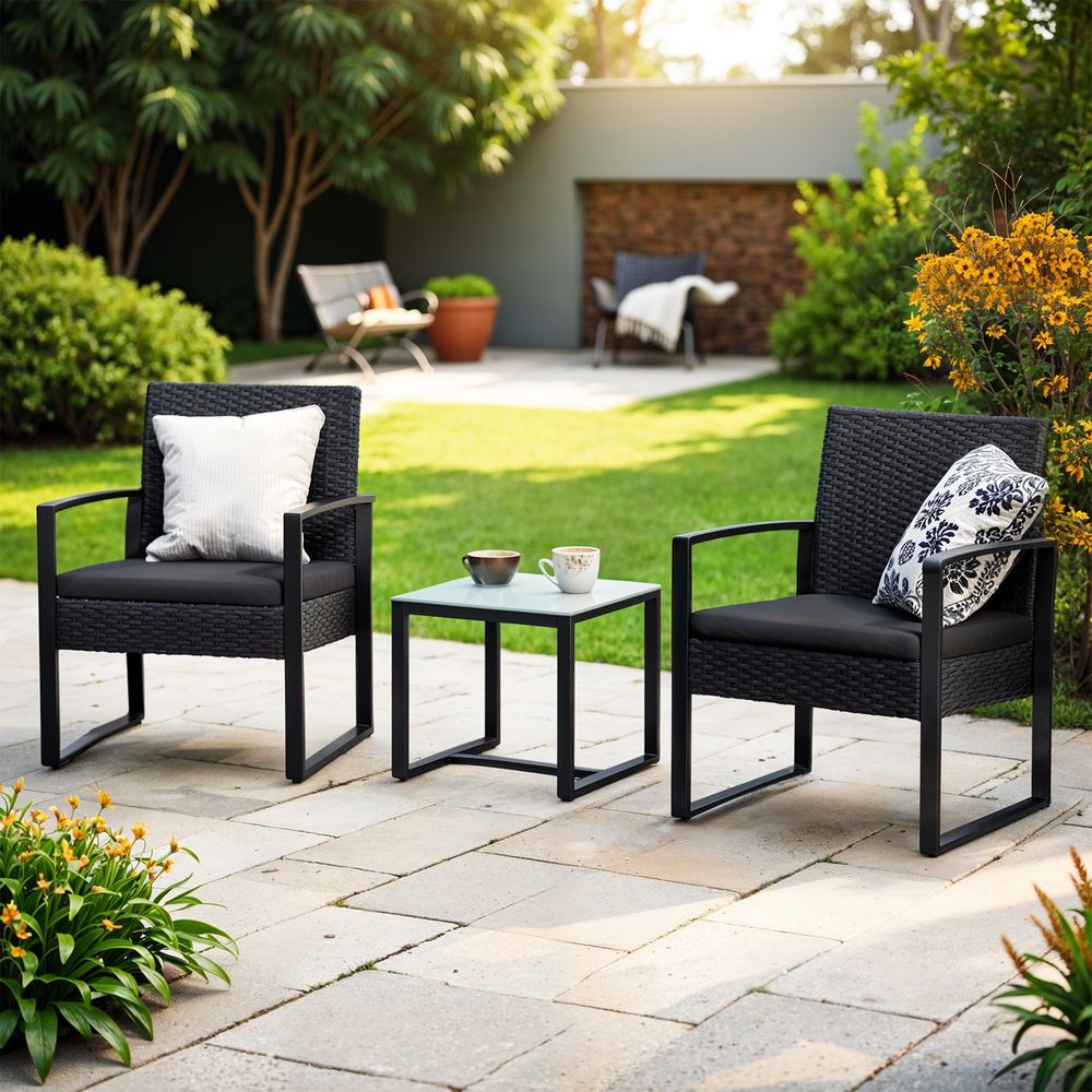 Signature Home Polyrattan Balkonset – Tuinmeubelset van PE Rotan, Weerbestendige Balkon Meubels voor Tuin, Terras en Balkon