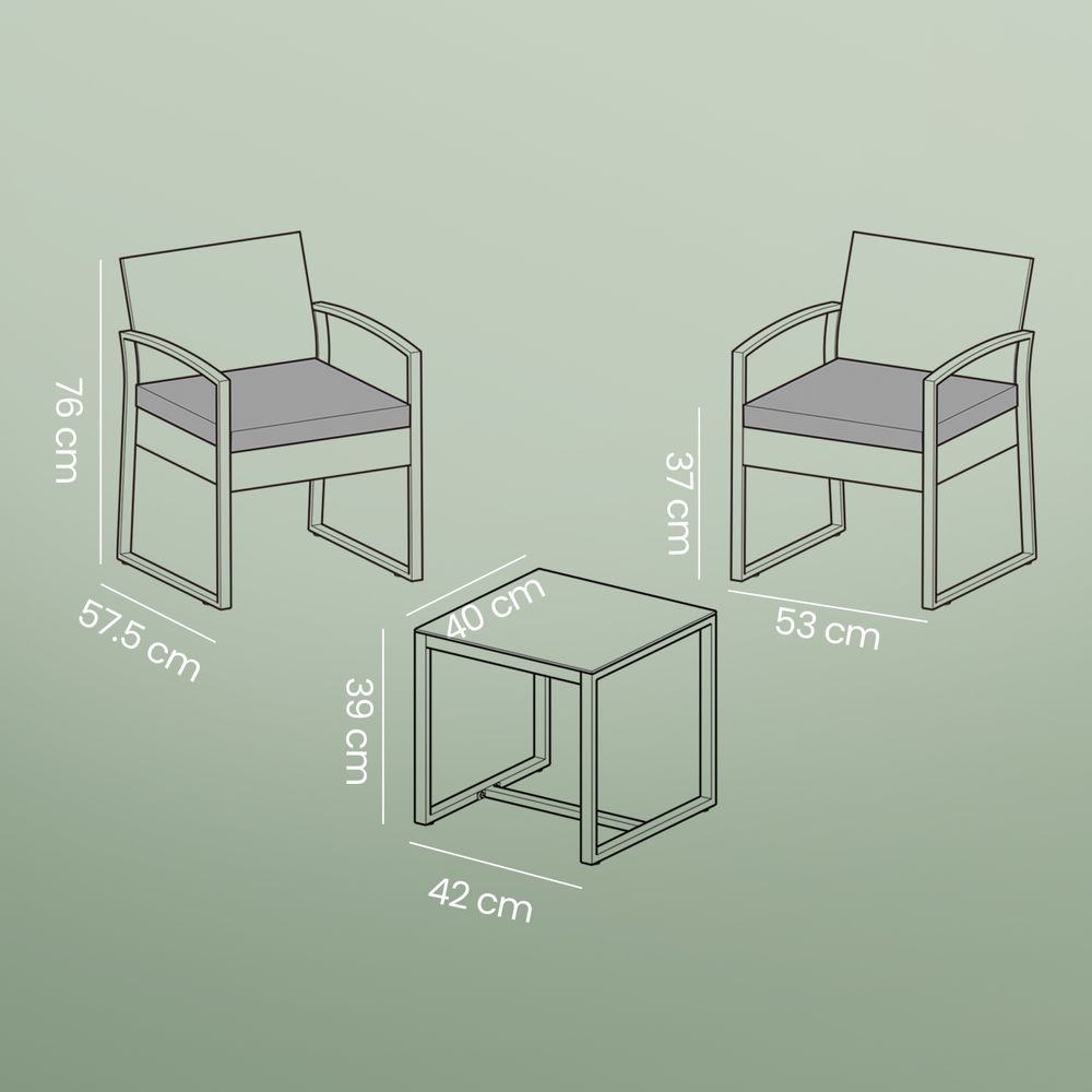 Signature Home Polyrattan Balkonset – Tuinmeubelset van PE Rotan, Weerbestendige Balkon Meubels voor Tuin, Terras en Balkon