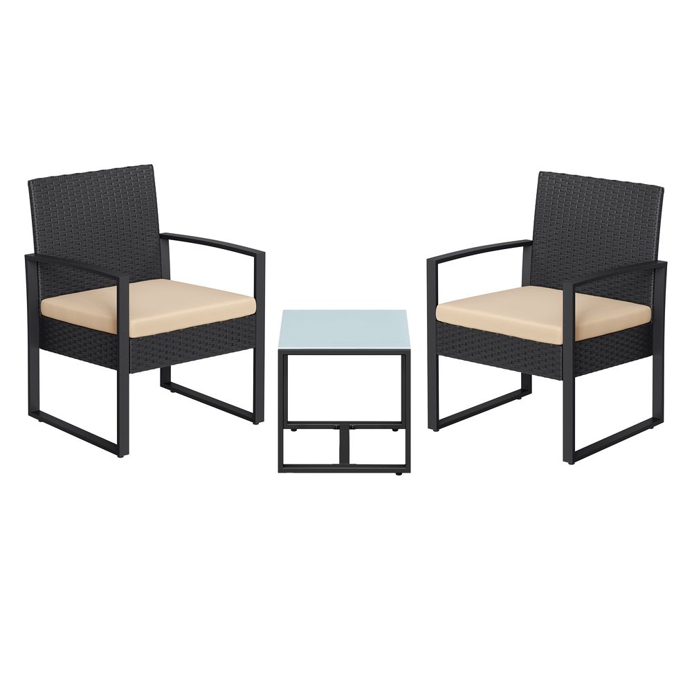 Signature Home Polyrattan Balkonset – Tuinmeubelset van PE Rotan, Weerbestendige Balkon- en Tuinmeubelen voor Terras en Buiten
