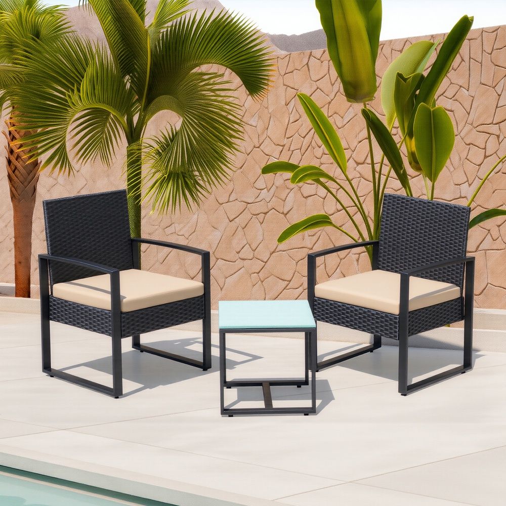 Signature Home Polyrattan Balkonset – Tuinmeubelset van PE Rotan, Weerbestendige Balkon- en Tuinmeubelen voor Terras en Buiten