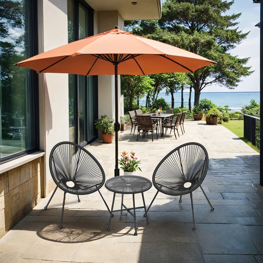 Signature Home 3-delige Balkonset – Tuinmeubelset met 2 Stoelen en Tafel, Compacte Balkon Meubels voor Tuin, Terras en Balkon