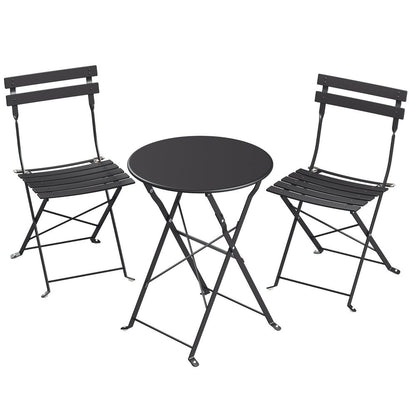 Signature Home 3-delige Balkonmeubelset met Opvouwbare Tafel en 2 Stoelen – Tuinmeubelset voor Balkon, Terras en Tuin