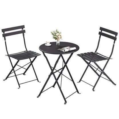 Signature Home 3-delige Balkonmeubelset met Opvouwbare Tafel en 2 Stoelen – Tuinmeubelset voor Balkon, Terras en Tuin