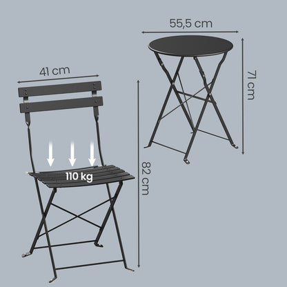 Signature Home 3-delige Balkonmeubelset met Opvouwbare Tafel en 2 Stoelen – Tuinmeubelset voor Balkon, Terras en Tuin